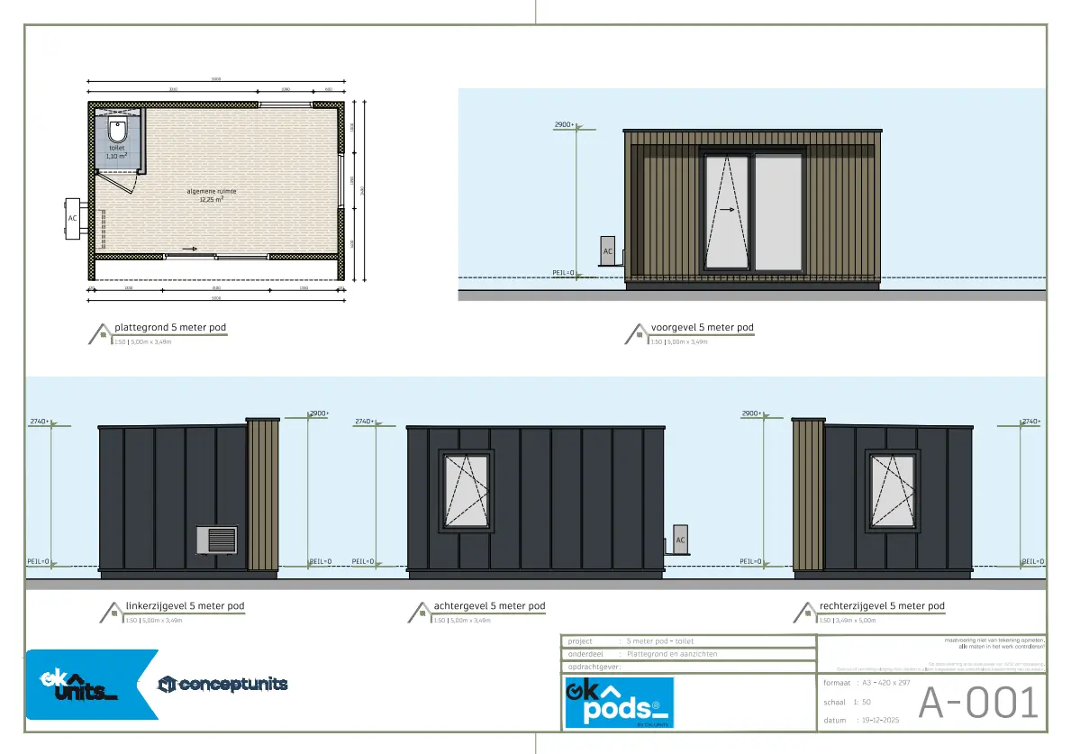 Sanitair in een tiny house OK-Pod van 5 meter