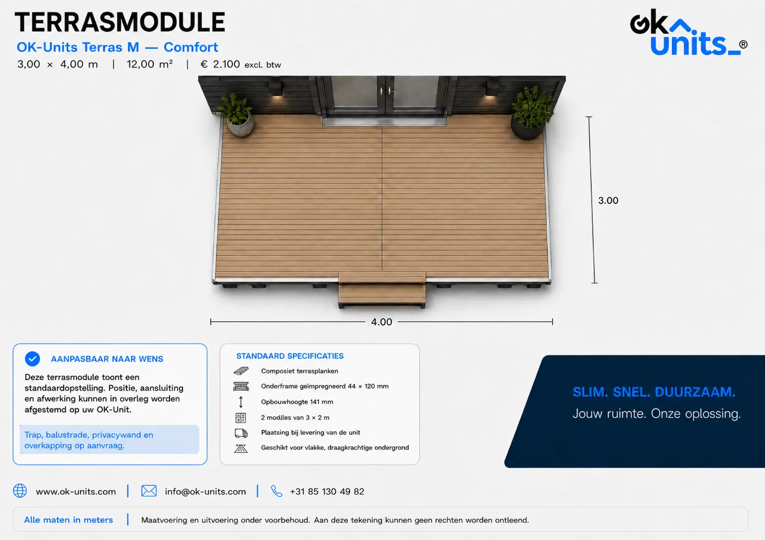 Terras M van 3 x 4 meter bij een OK-Unit